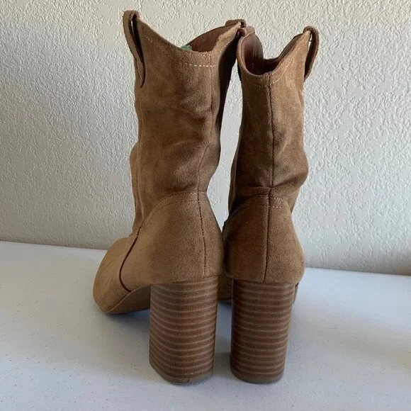 Mi.iM Mavis Western Faux Suede Pointed Toe Block Heel Boots Sz 9 - Picture 6 of 10
